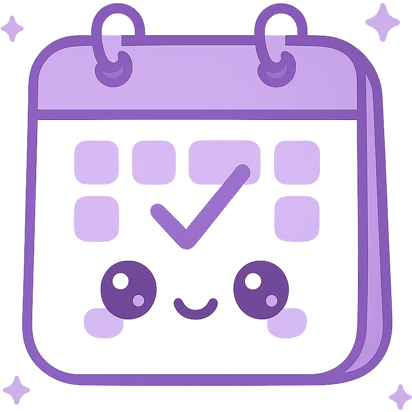 "Schedule clear", no text, with the colors: Primary Purple:  #8B5CF6
  Light Purple:    #A78BFA emoji