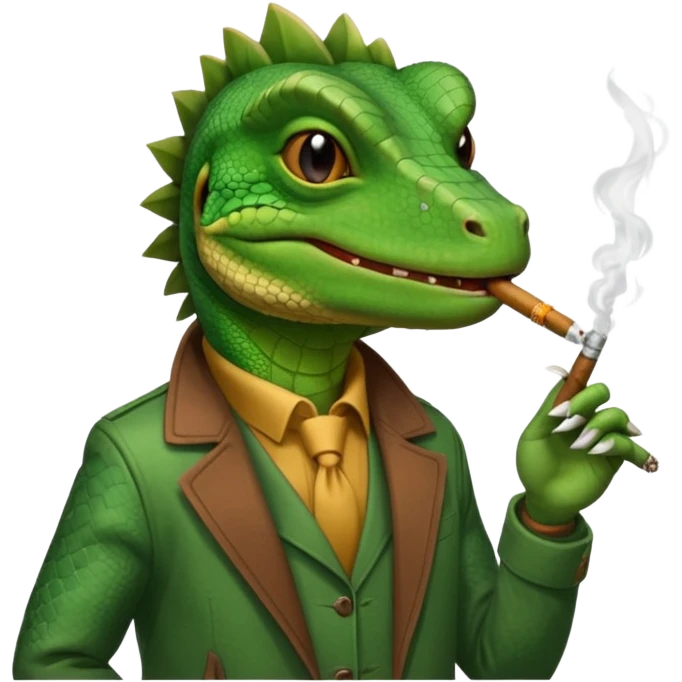 Lizard in a jacket smoking a joint emoji