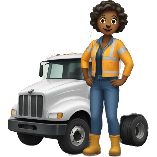Woman in front of dump truck emoji