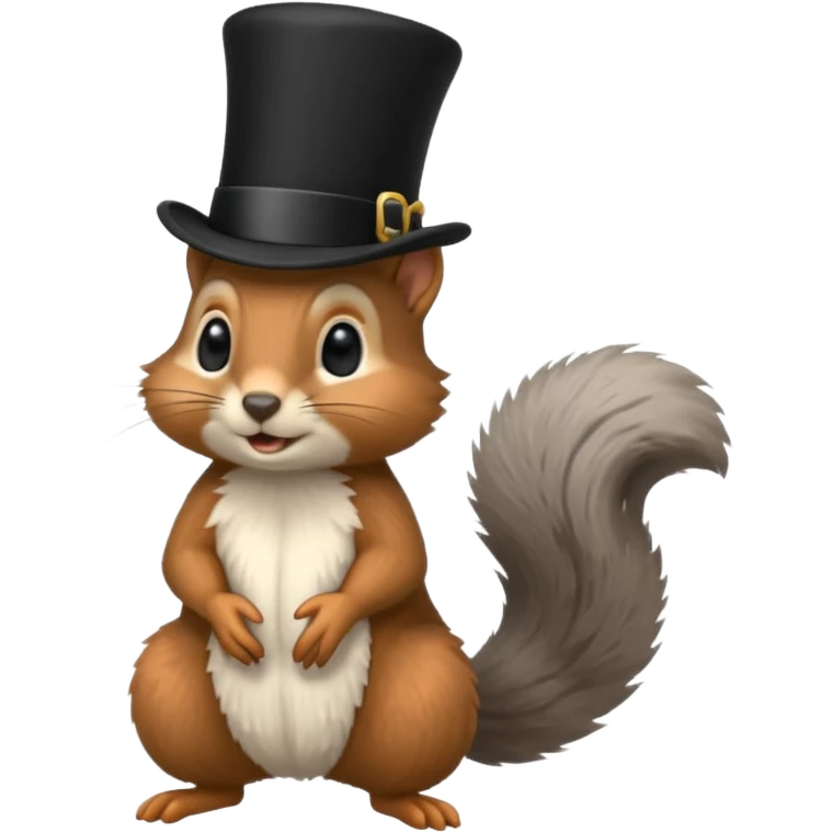 Squirrel (All of its fur gray colored), with a completely black tophat emoji