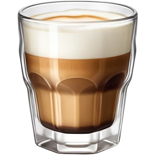 Small 4.5 ounce Gibraltar glass with cortado espresso drink, small glass tumbler with espresso and milk emoji