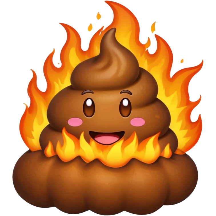 Poop emoji on fire emoji