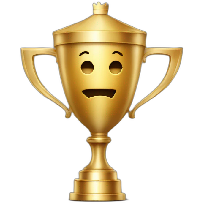 royal big empty Christian trophy for the winner with a cross on royal background  with number 2 emoji
