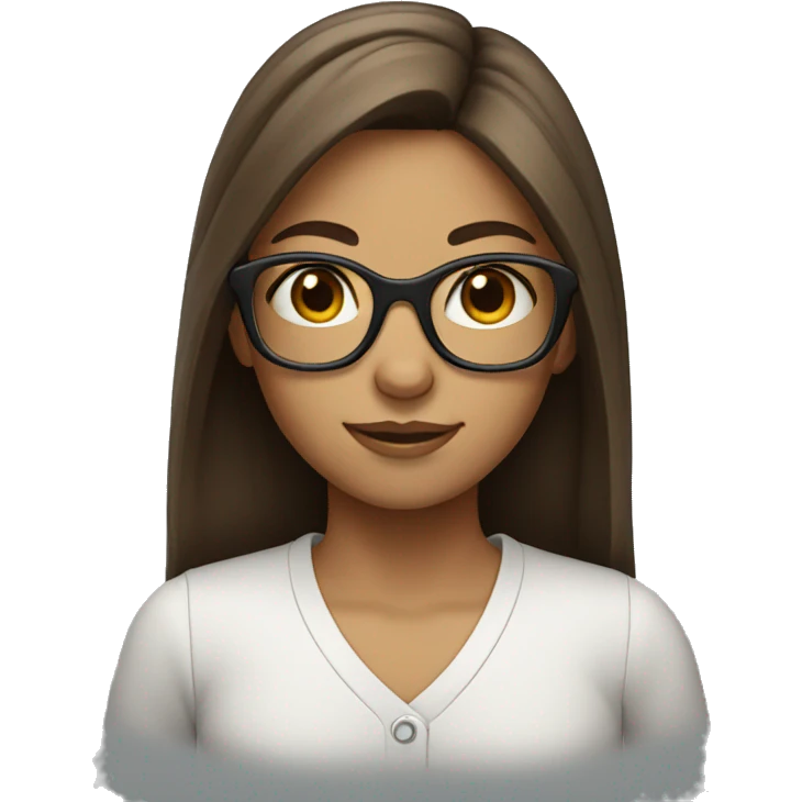 girl with long brown hair glasses emoji