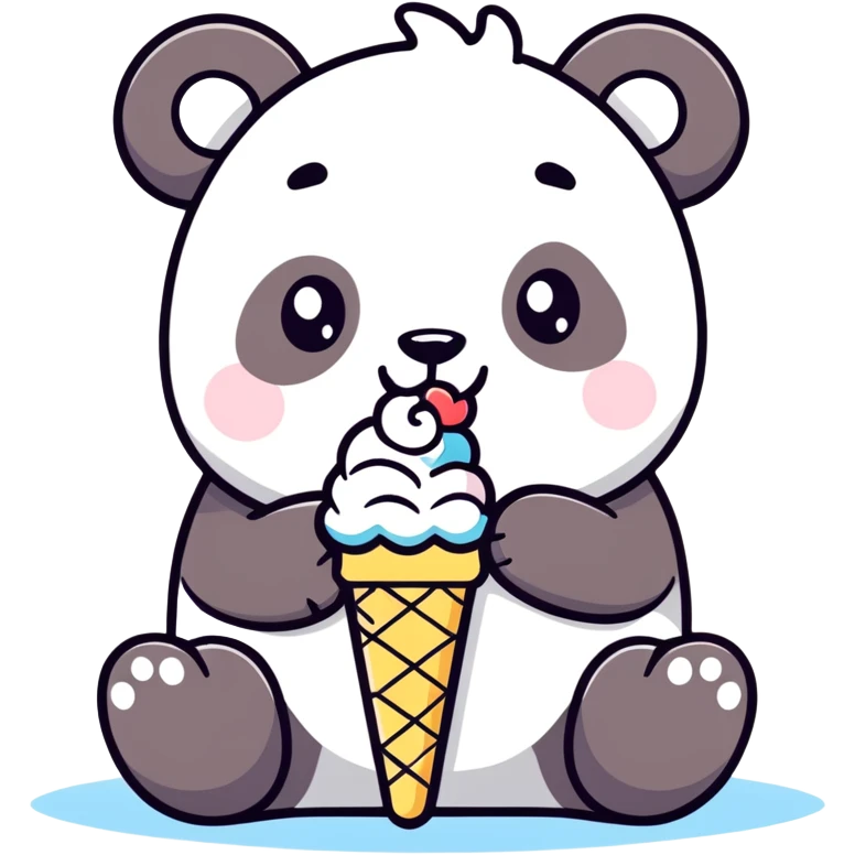 Panda eating ice cream emoji