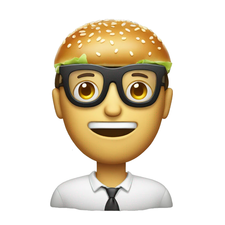 Un homme qui porte des lunettes qui mange un hamburger  emoji