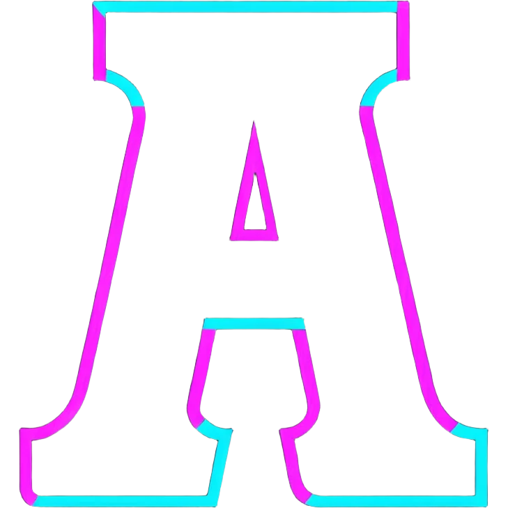 Capital letter A with neon glowing effect emoji