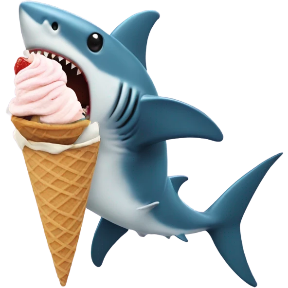 Shark eating an ice cream emoji