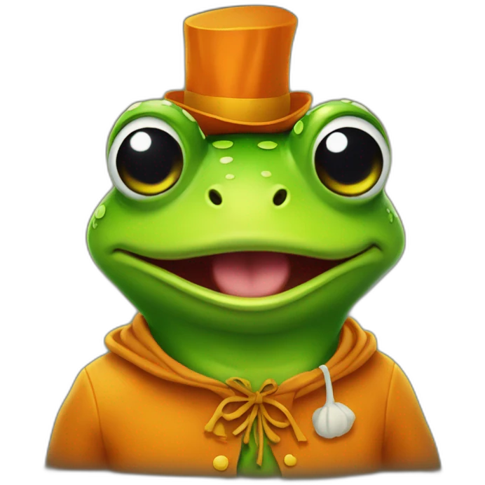 silly frog wearing a halloween costume emoji