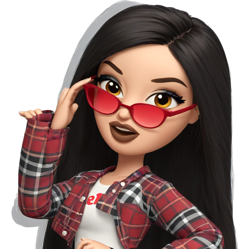stylish girl in plaid top emoji
