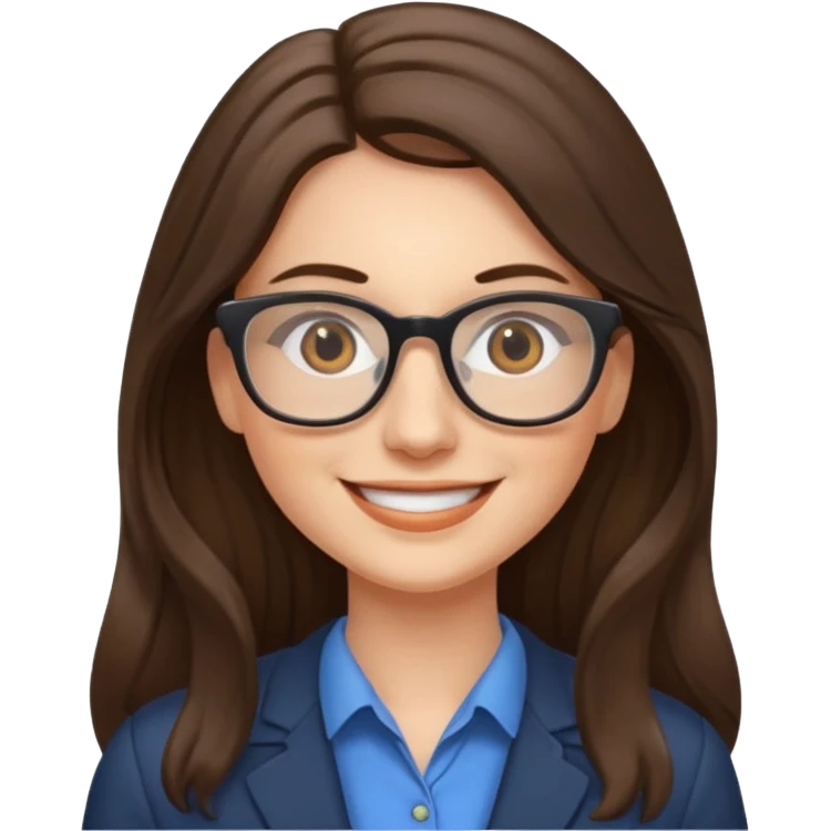 smile woman teacher with long brunette hair emoji