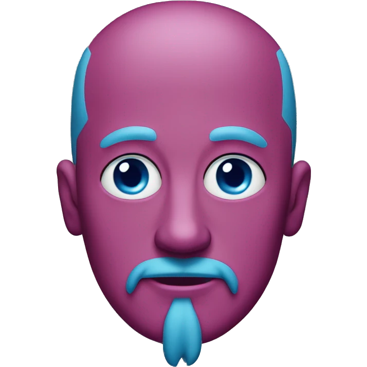 Bald magenta man with blue beard and 👀 eyes emoji