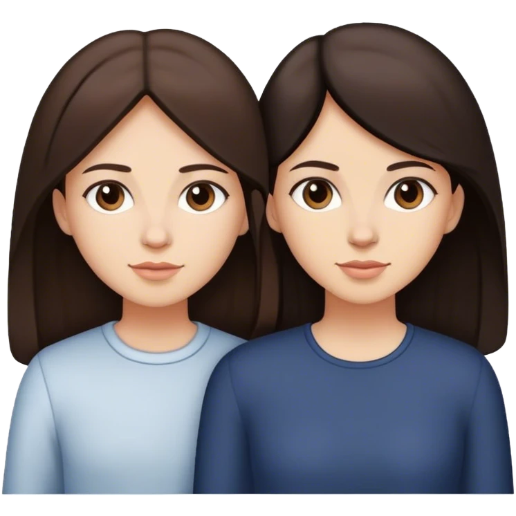 Sisters with dark brown hair with 1 tall sister and the other short emoji