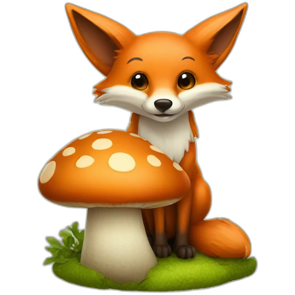 A fox in a mushroom housr emoji