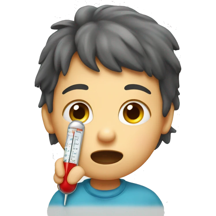 Kid with thermometer in mouth emoji