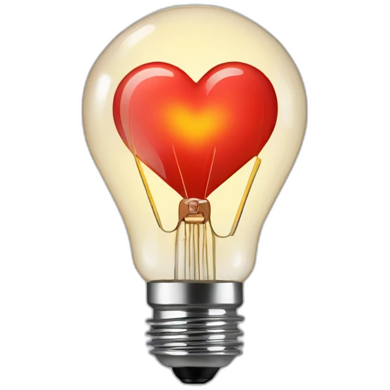 edison bulb with heart filament emoji