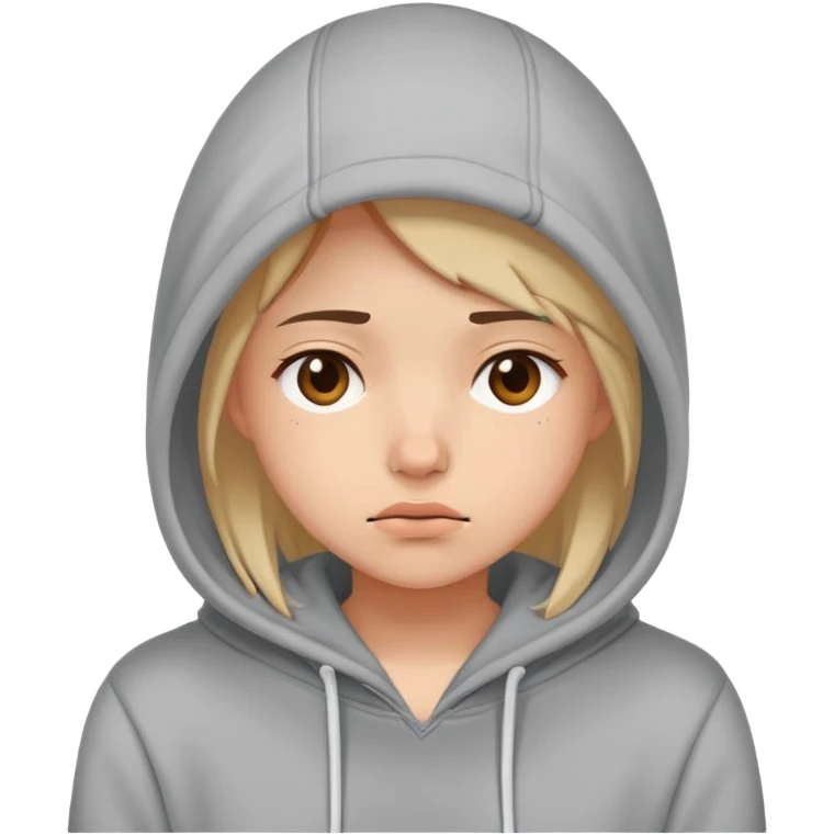tired girl wearing hoodie  emoji
