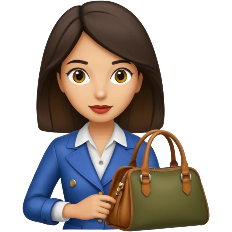 italian female with italian fashion style, holding bag emoji
