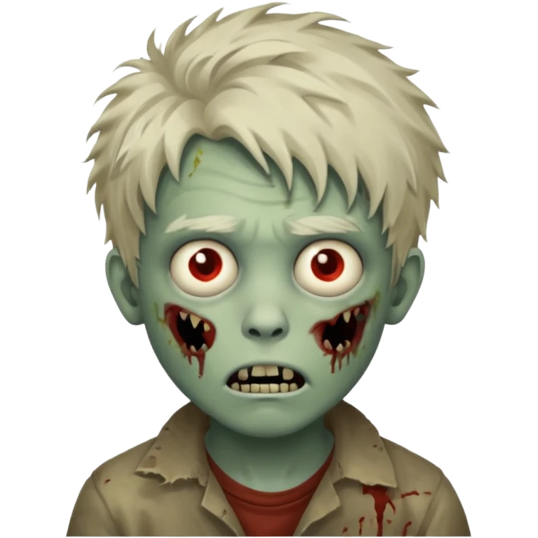 Menino Zumbi cabelo bagunçado emoji