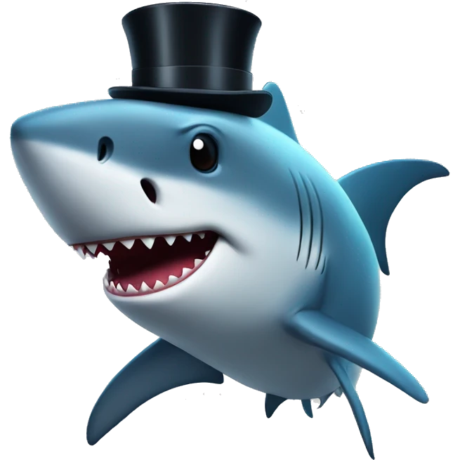 Shark with a top hat emoji