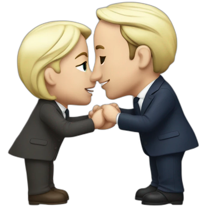 macron kiss lepen emoji