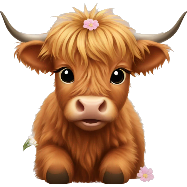 Baby highland cow flowers emoji