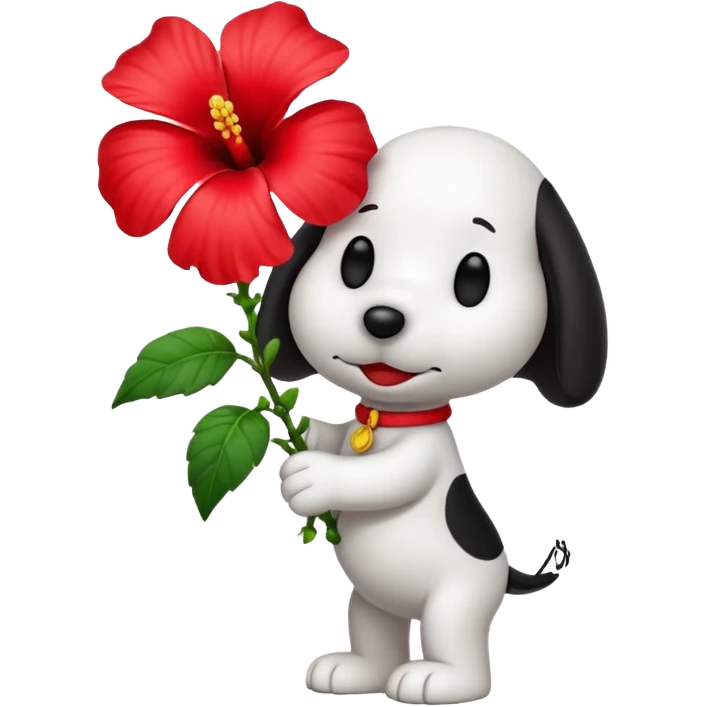 Snoopy with hibiscus flower emoji