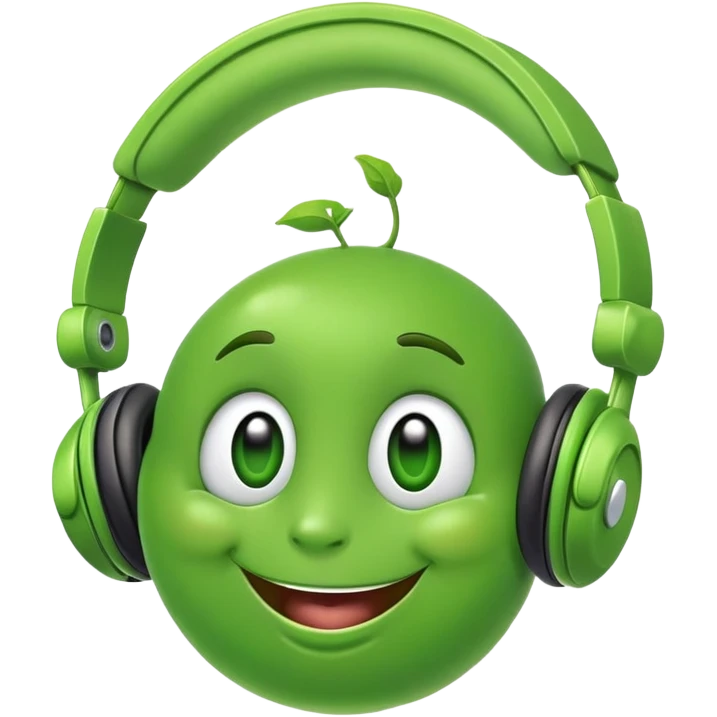 happy green pea with big headphones emoji