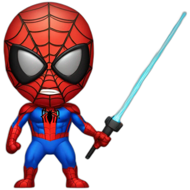 spiderman con dos sable lasers en la esparda emoji