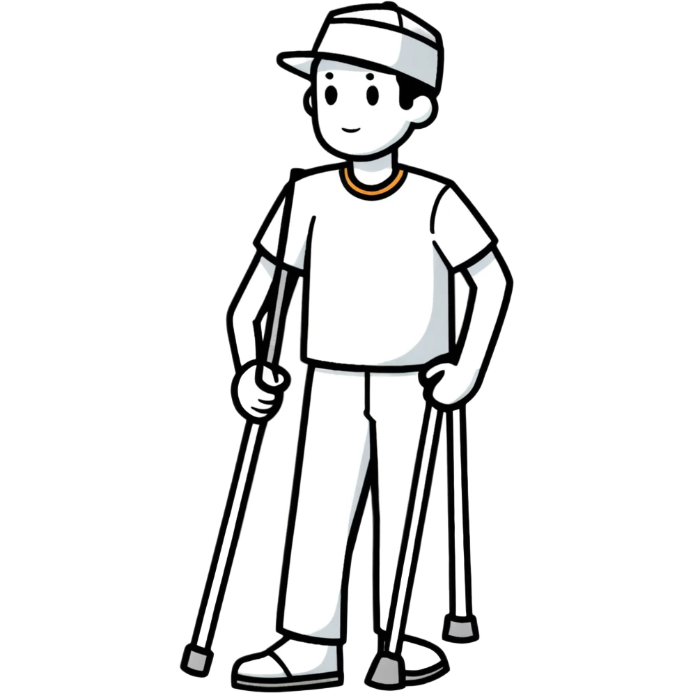 man with a physical disability, such as using crutches emoji