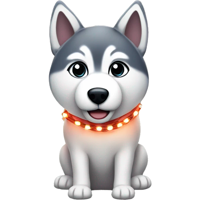 husky with Christmas lights wrapped around it emoji
