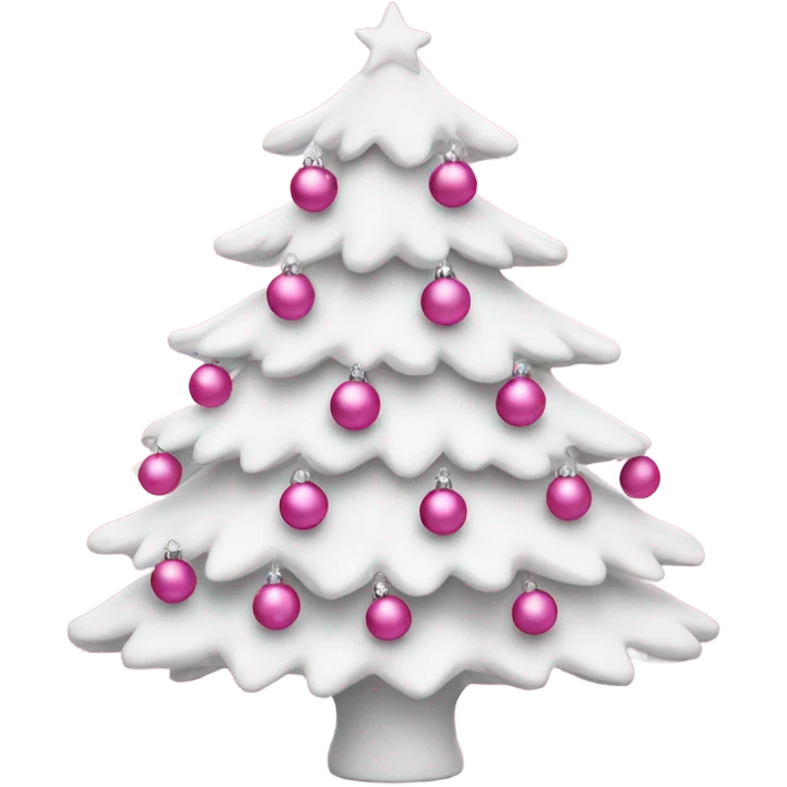 White Christmas tree with pink ornaments emoji