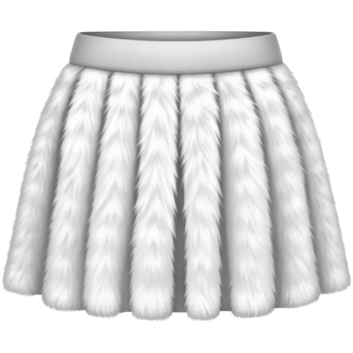 super realistic white fur mini skirt isolated emoji