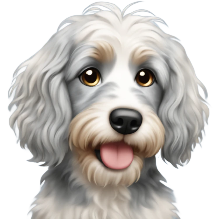 Blonde girl with blue Merle aussiedoodle emoji