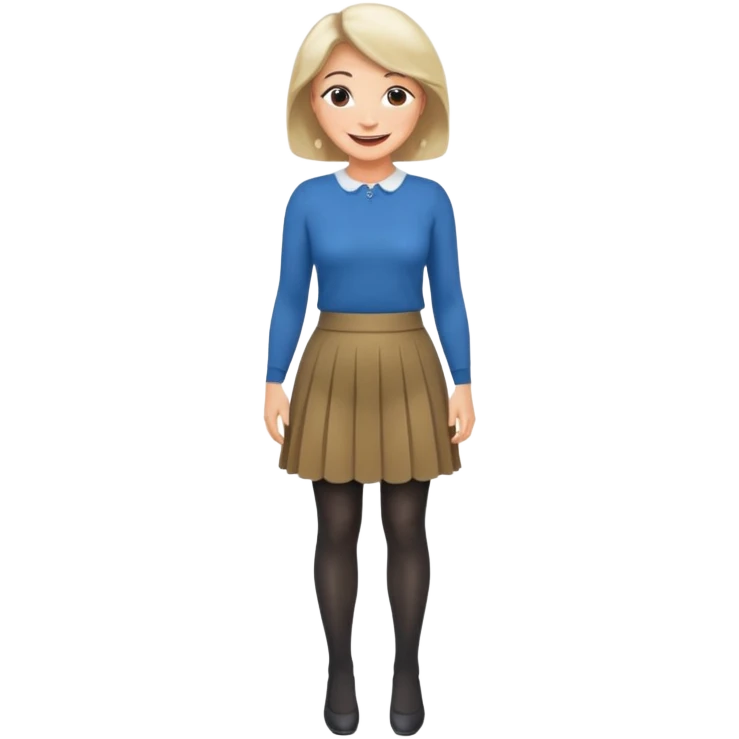 a fashionable middle aged woman, wearing skirt and tights  emoji
