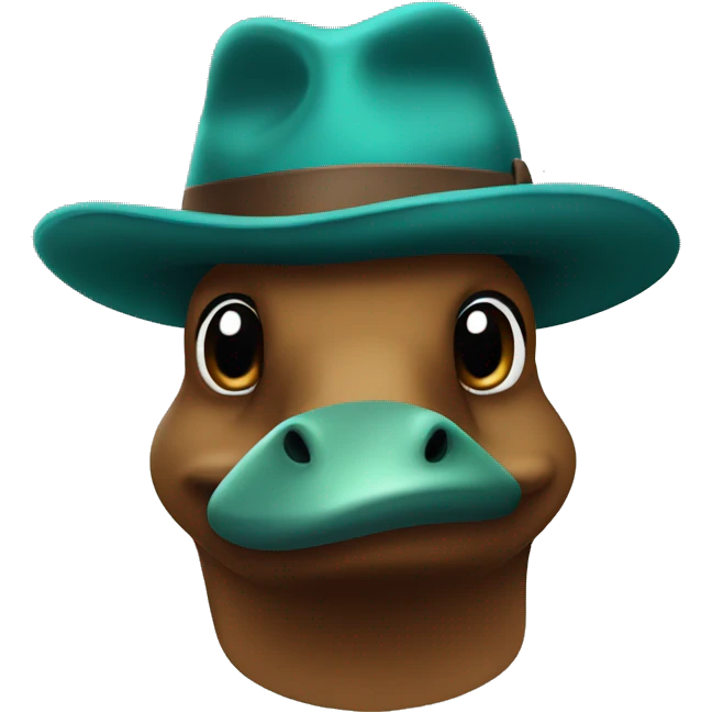 blue/green platypus with a brown fedora emoji