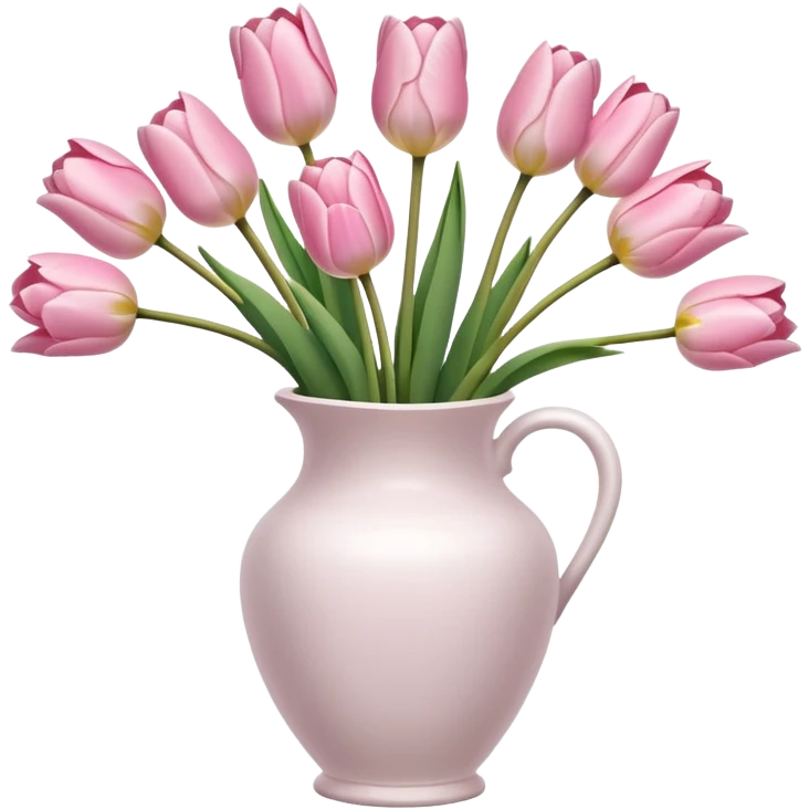 Light pink tulips in white vase emoji