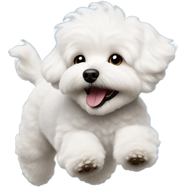 side profile of a bichon frise jumping emoji