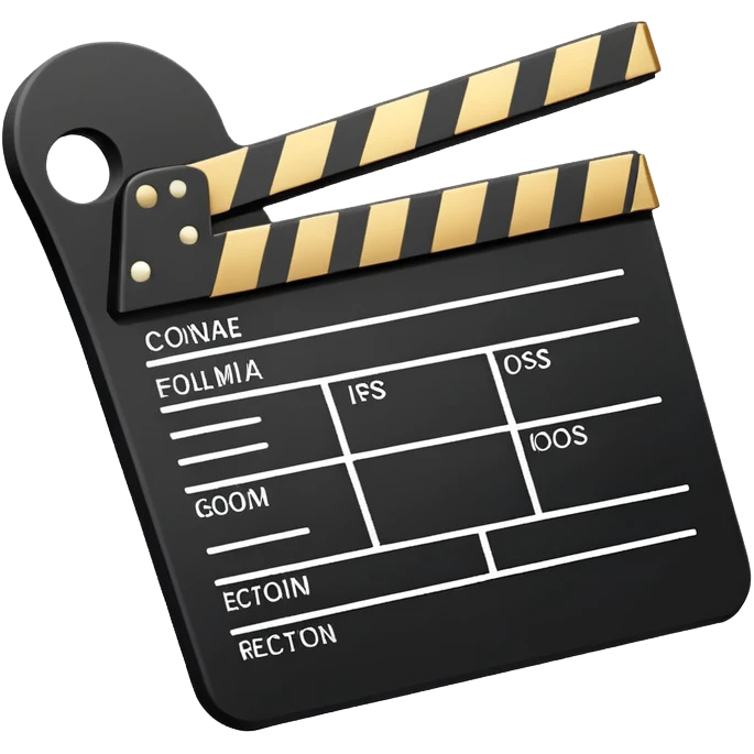 simplified film slate with gold top rectangle and white bottom rectangle, black diagonal line emoji