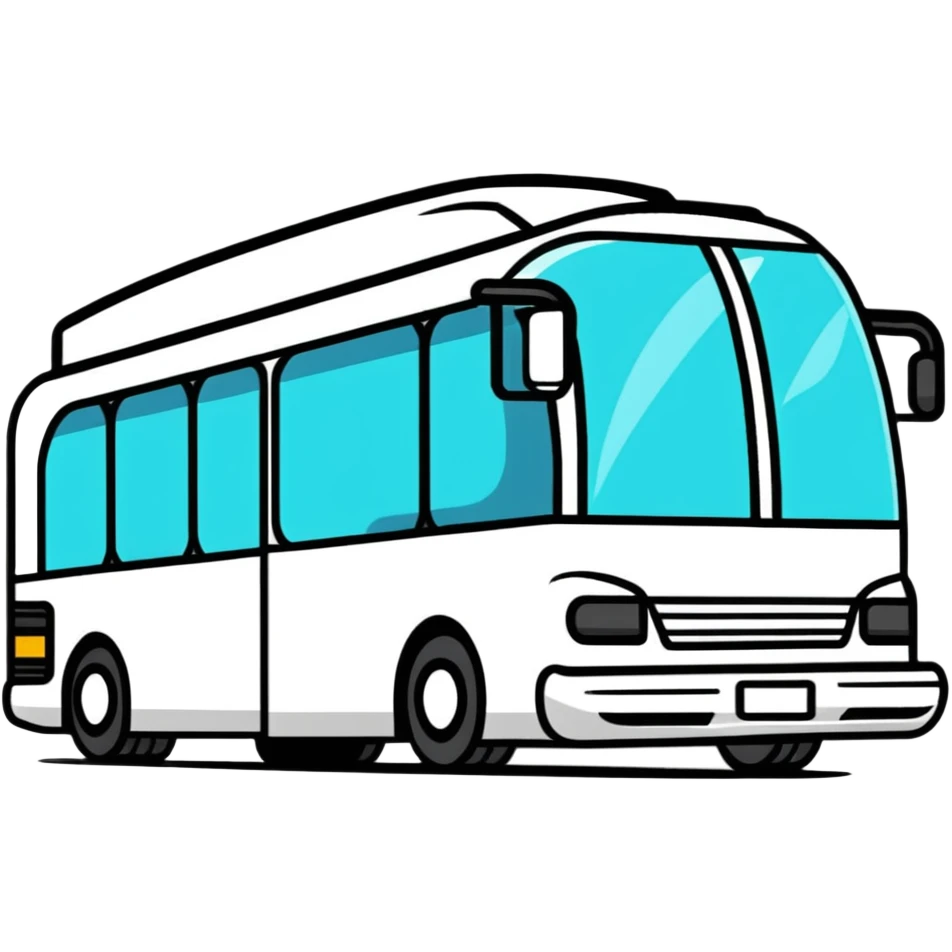 luxury shuttle bus for airport transfer with luggage emoji