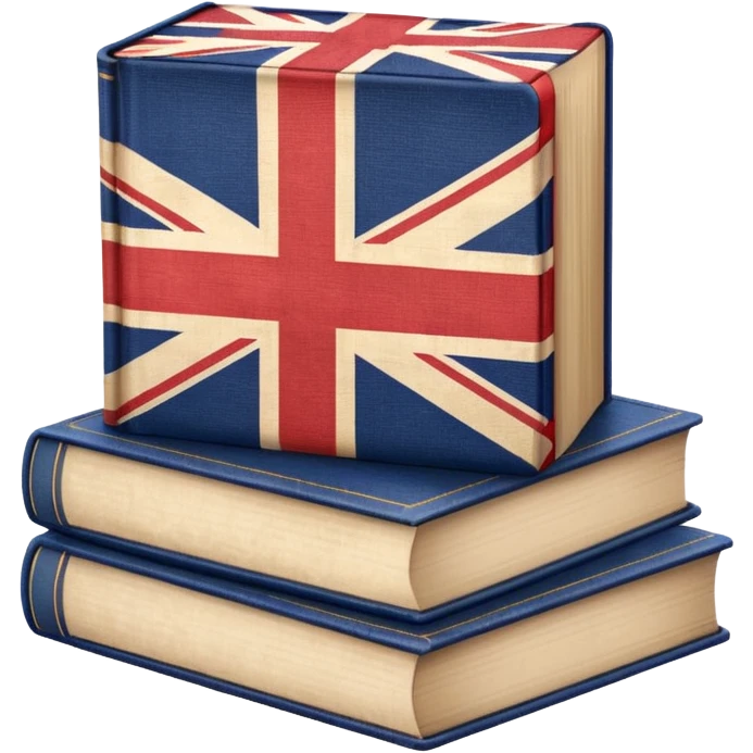 stack of books with the UK flag emoji