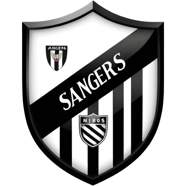 Football club Miros De Cer SV Angers logo, black and white striped shield with 1919 year, sports team emblem emoji