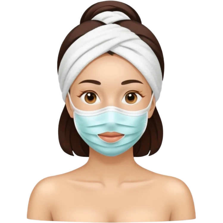 Lady with face mask spa beauty full face relaxing emoji