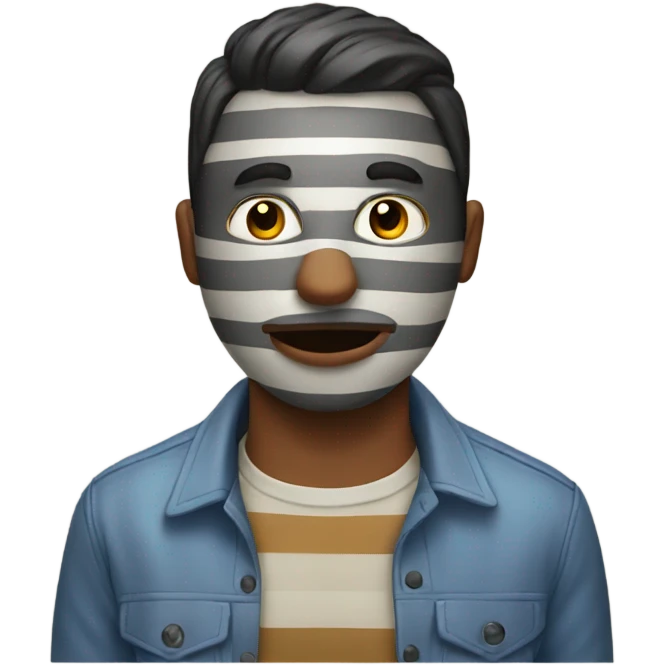 man with mask and stripped shirt emoji