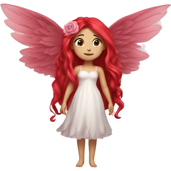 big wings, rose, Beautiful, fairy, red, long hair emoji
