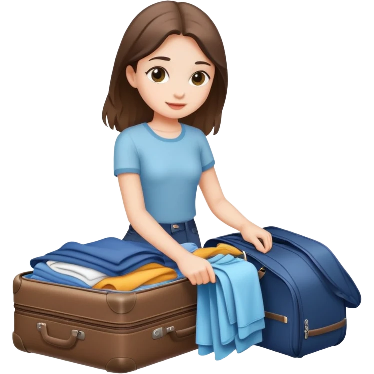 The girl already packed her stuff and clothes in her suitcase emoji