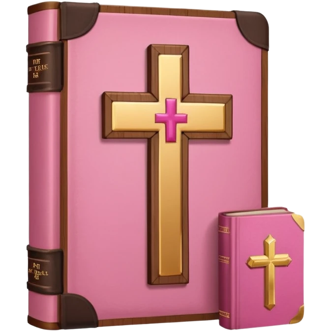 pink cross and bible emoji