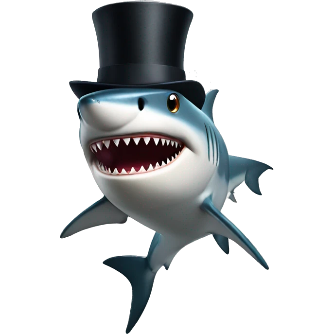 Shark with a top hat emoji