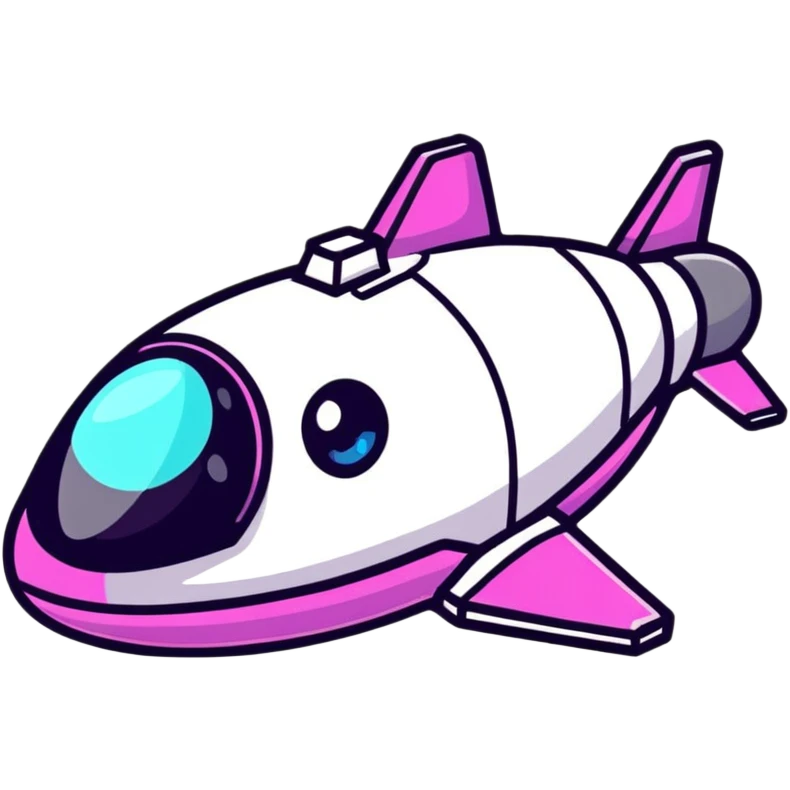 A cartoon spaceship with big sparkly kawaii eyes emoji