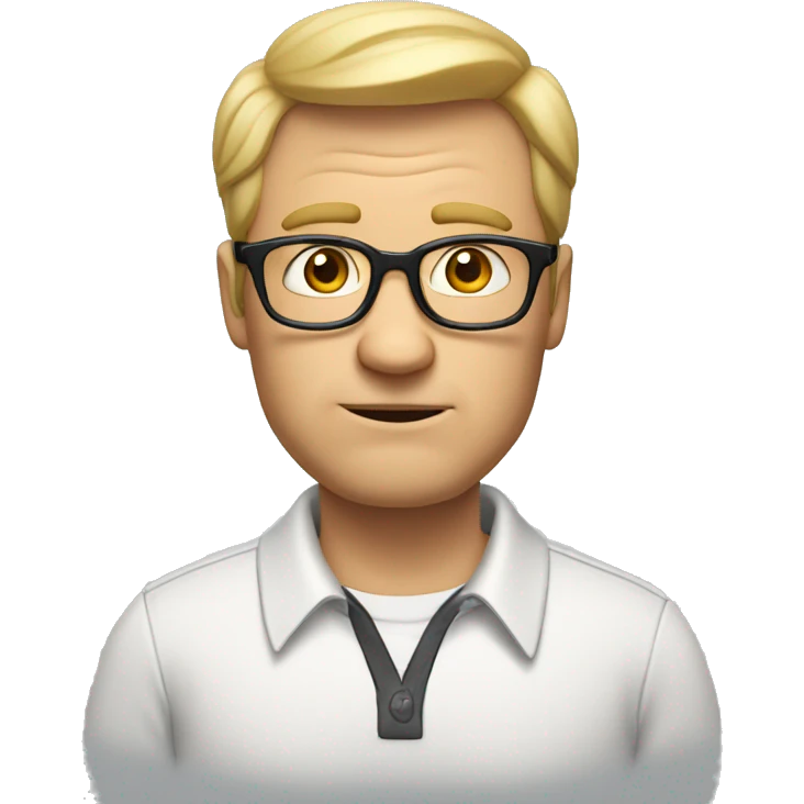 Nerdy middle aged white man with short blond hair looking confused and wearing glasses emoji